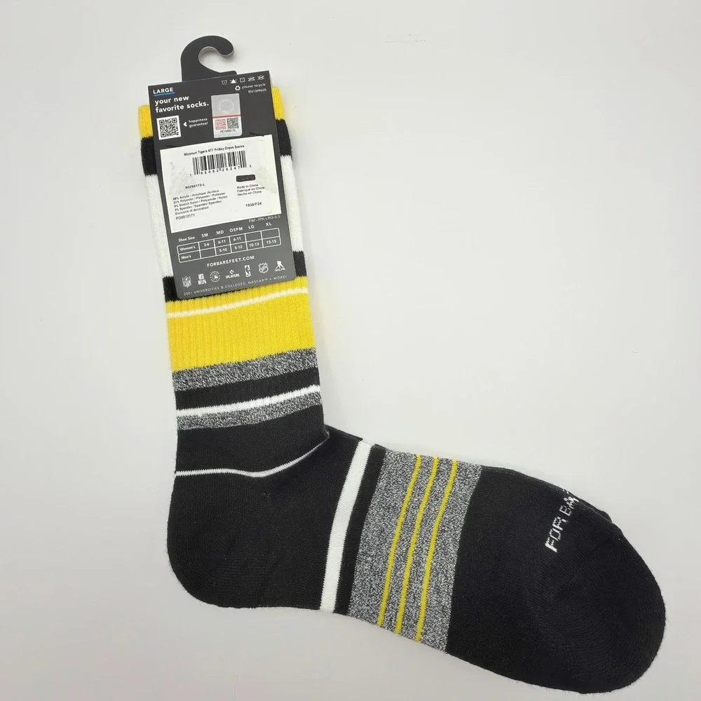 Missouri Tigers 677 Friday Dress Socks Mens size Large 10-13 NEW